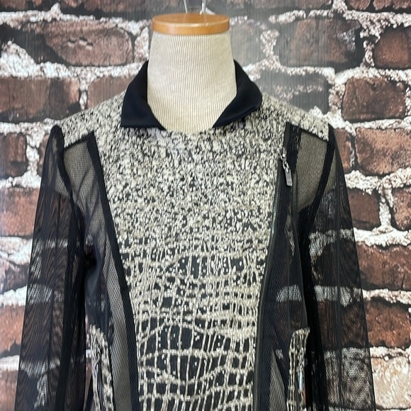 Alberto Makali Jacket Women's S Small Black Cream Snakeskin Mesh Zip Collar - Picture 7 of 14